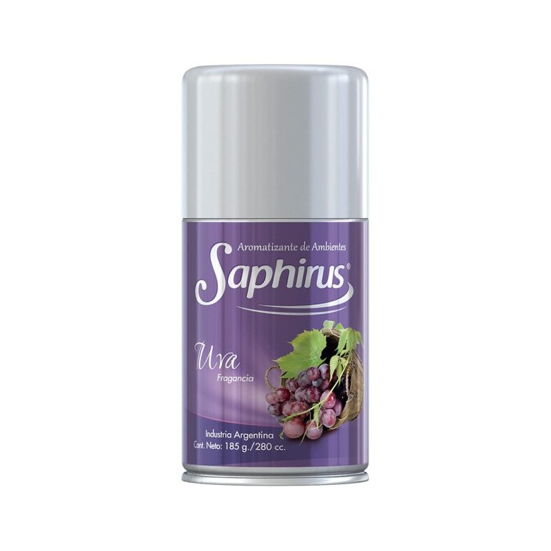 Aromatizante de Ambientes Saphirus en Aerosol de 185 gr. Uva