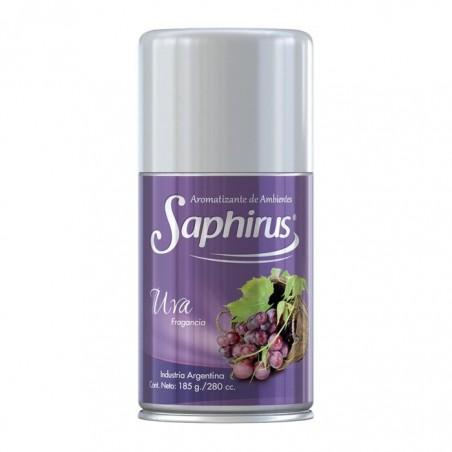 Aromatizante de Ambientes Saphirus en Aerosol de 185 gr. Uva