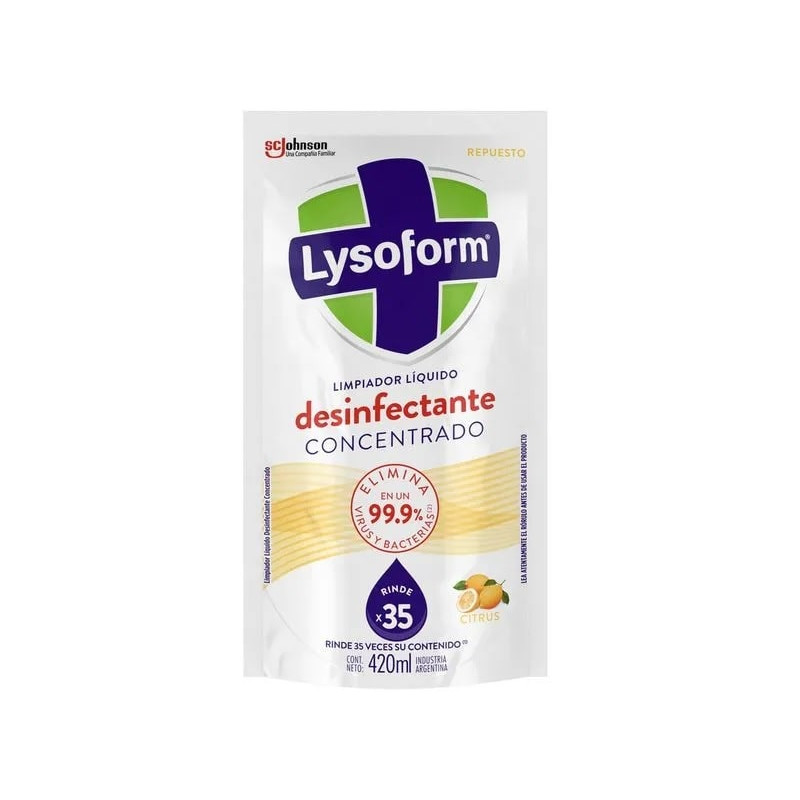 Limpiador Desinfectante Concentrado Lysoform de 420 ml. Citrus Repuesto Económico