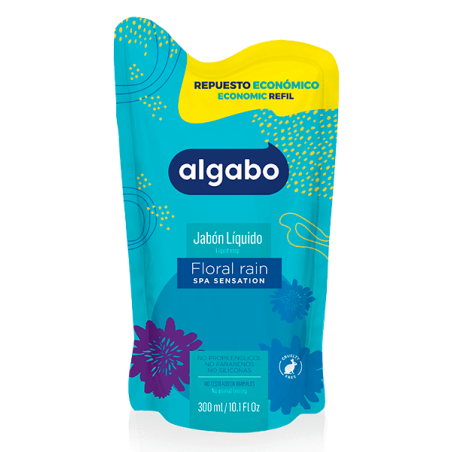 Jabón Liquido para Manos Algabo Floral Rain de 300 ml. Repuesto Económico
