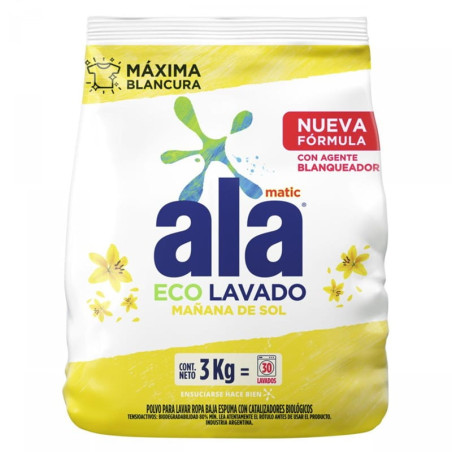 Jabón en Polvo Ala Matic de 3 kg. Mañana de Sol