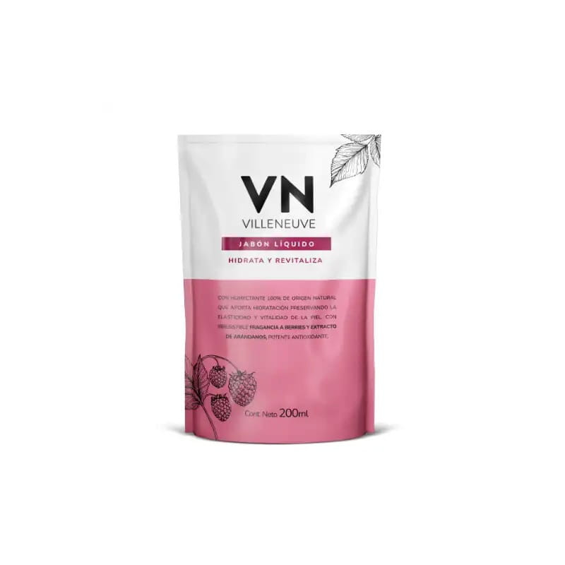Jabon Liquido para Manos Villeneuve Berries de 200 ml. Repuesto Económico