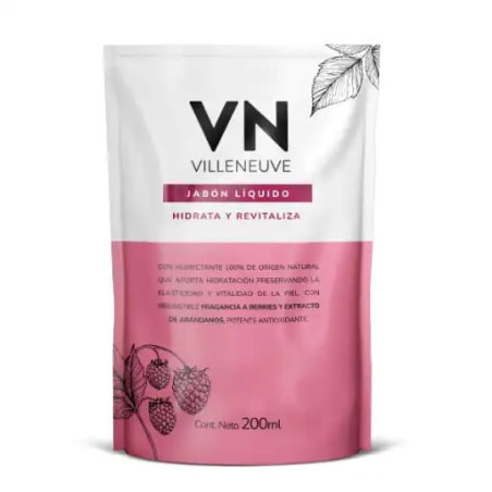 Jabon Liquido para Manos Villeneuve Berries de 200 ml. Repuesto Económico