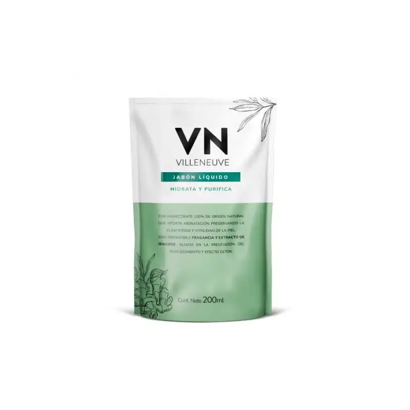 Jabon Liquido para Manos Villeneuve Jengibre de 200 ml. Repuesto Económico
