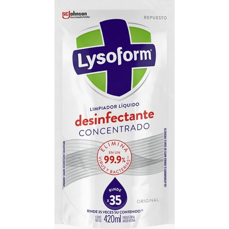 Limpiador Desinfectante Concentrado Lysoform de 420 ml. Original Repuesto Economico