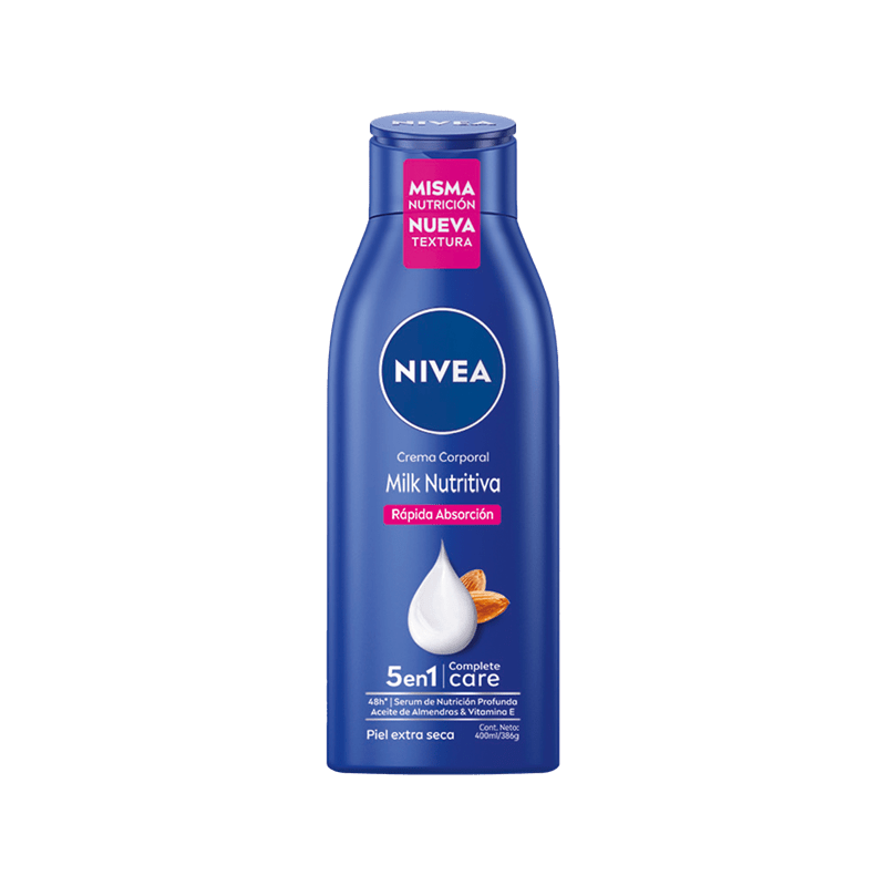 Crema Corporal Nivea Milk Nutritiva Piel Extra Seca de 400 ml.