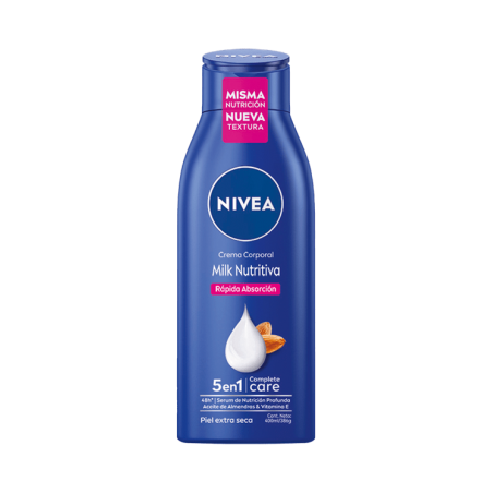 Crema Corporal Nivea Milk Nutritiva Piel Extra Seca de 400 ml.