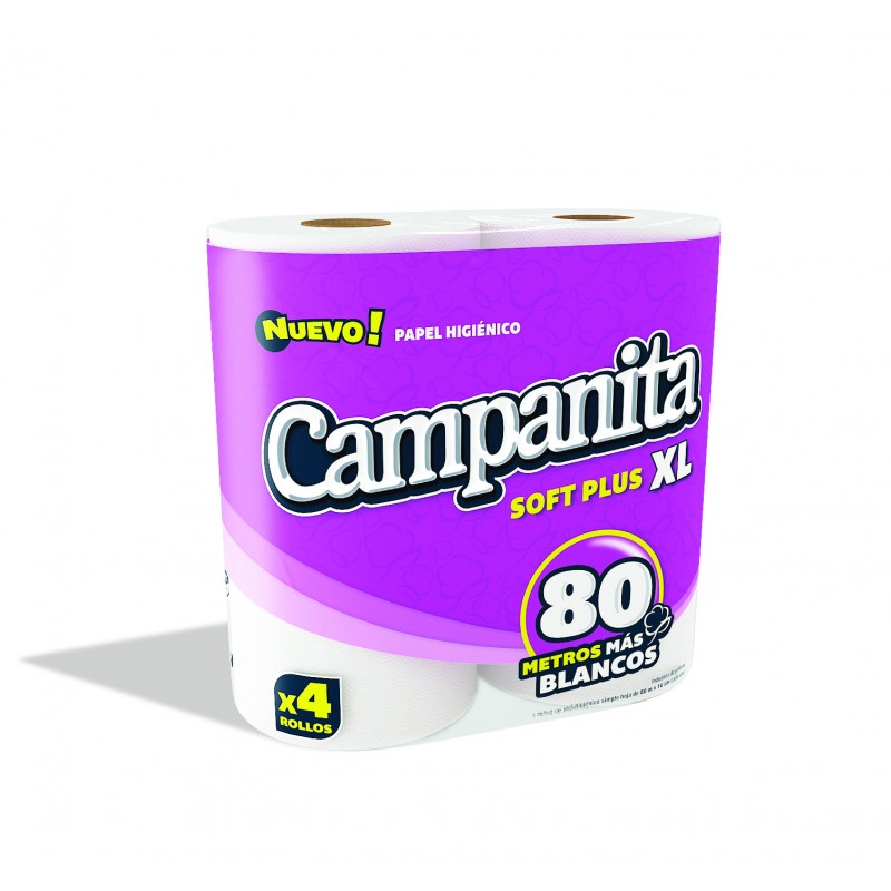 Papel Higiénico Campanita 4 x 80 mts. Soft Plus XL