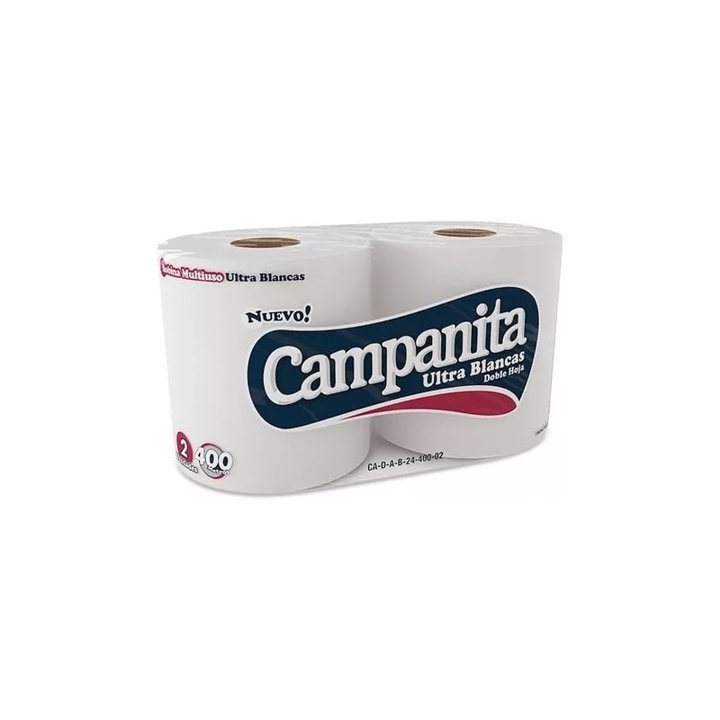 Bobina de Papel Multiuso Campanita Doble Hoja de 24 cm x 400 mts.